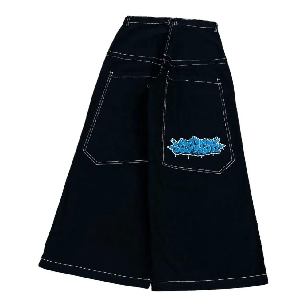 ZYLLO Hip Hop Y2k Nieuwe Kleur Wexwear Geborduurde Baggy Jeans Streetwear Jeans Mannen Vrouwen Hoge Taille Wijde Broek Harajuku Zwarte Broek