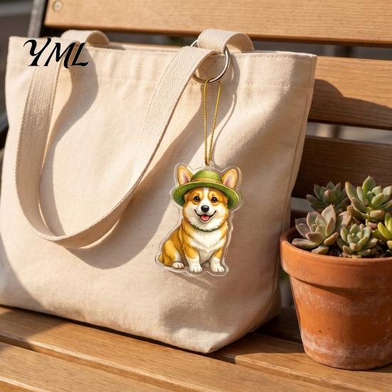 Adorno de Jardín Corgi Cachorros Lindos Calendario de Adviento, Calendario de Cuenta Atrás Navideña de 24 Días con Colgantes Planos de Perro Acrílicos Sorpresa para Niños 2D