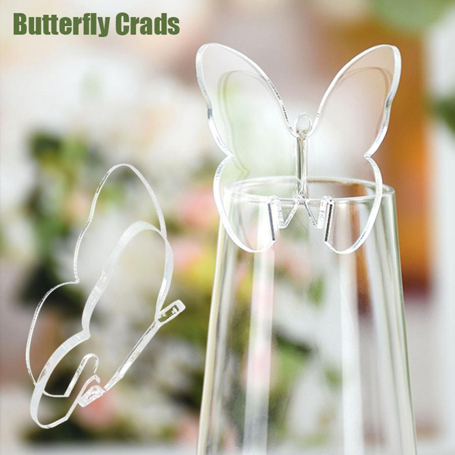 20pcs Butterfly Wine Glass Decorations Acrylic Butterfly Tags Suitable for Weddings Birthdays Parties Elegant Wine Glass Cards for Champagne