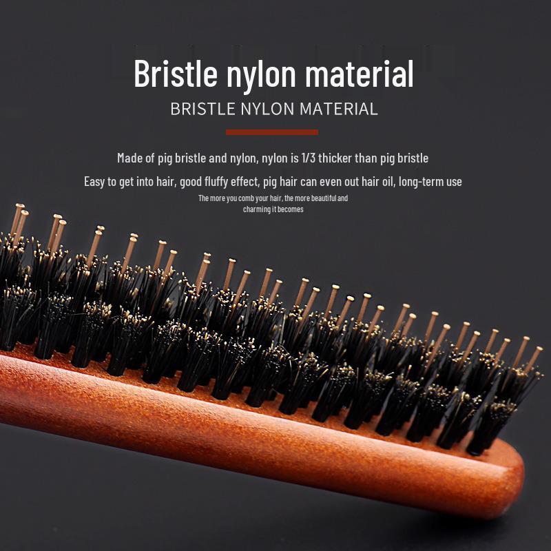 Teasing Comb: Boar Bristle Three-Row, Pointed Tail for Updos & Hairdressing