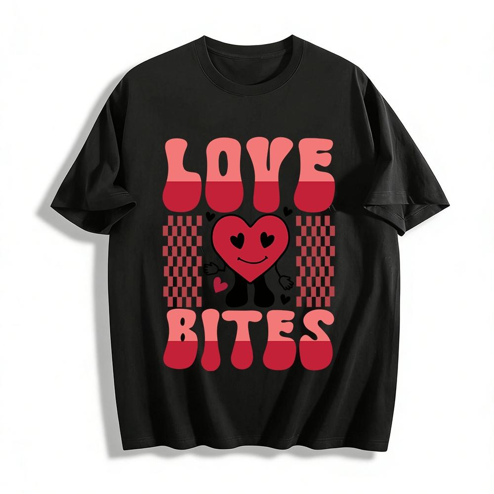 

Retro Fun Love Bites Graphic Casual Short Sleeve T-Shirt Pure cotton T-shirt XXS