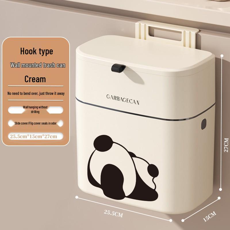 Wall-Mounted Hanging Trash Can with Lid for Kitchen and Bathroom