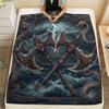 Viking Battle Axe pattern Flannel Blanket, High quality Comfortable for All Seasons, Home Decor, Warmth and Comfort, Perfect for Gifts.