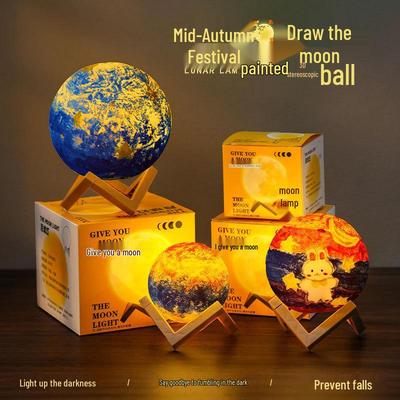 Exquisite Hand-Painted Moon Lamp - Heartfelt DIY Birthday & Mid-Autumn Decoration Gift