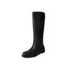 2.5CM European and American Fashion Simple Tall Boots 2025 Autumn and Winter New Round Head Low Heel One Pedal Knight Boots Women