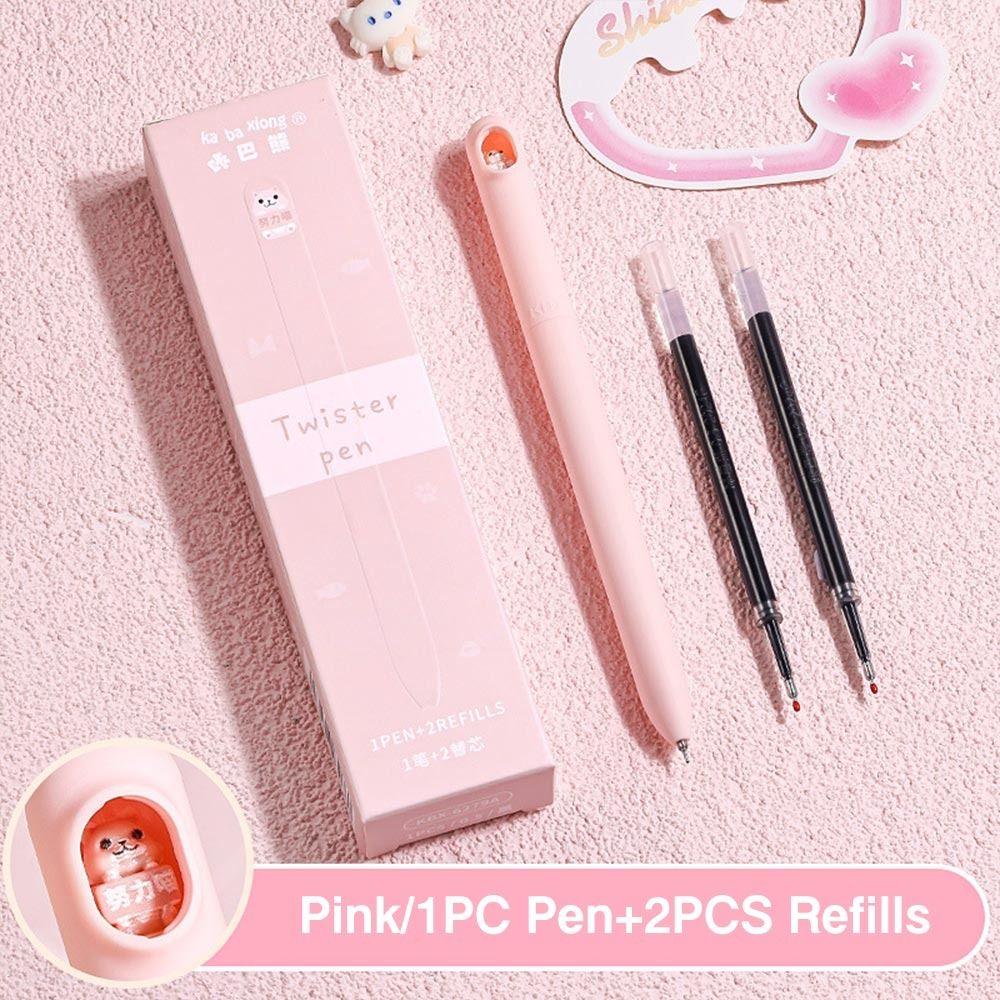 

Ручка-твистер с низкой гравитацией, черные чернила, нейтральная ручка, многоцелевая шариковая ручка, подарок для студентов Pink-1Pen&2Refills