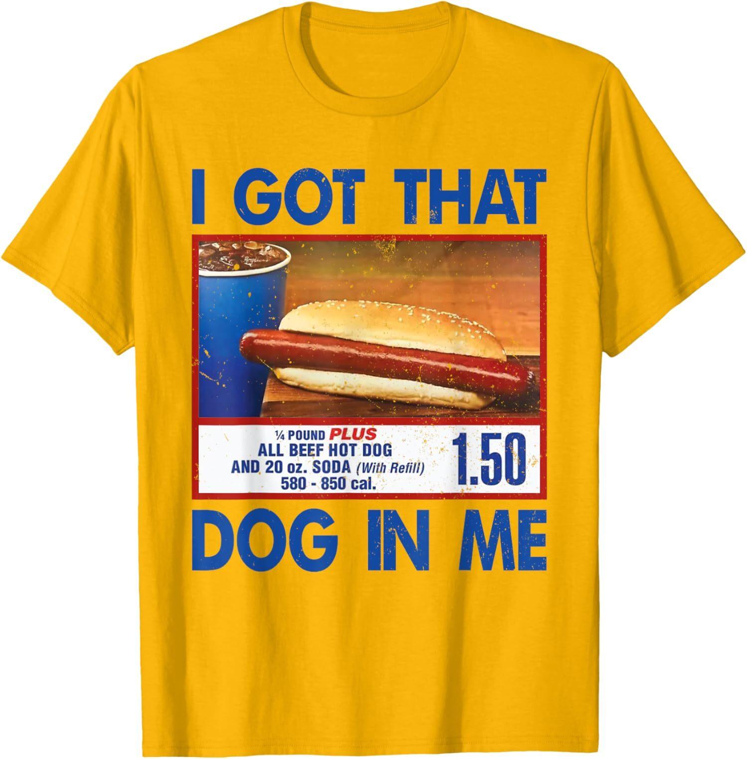 Retro Vintage I Got That Dog In Me Funny HotDog Unisex T-Shirt S разноцветный