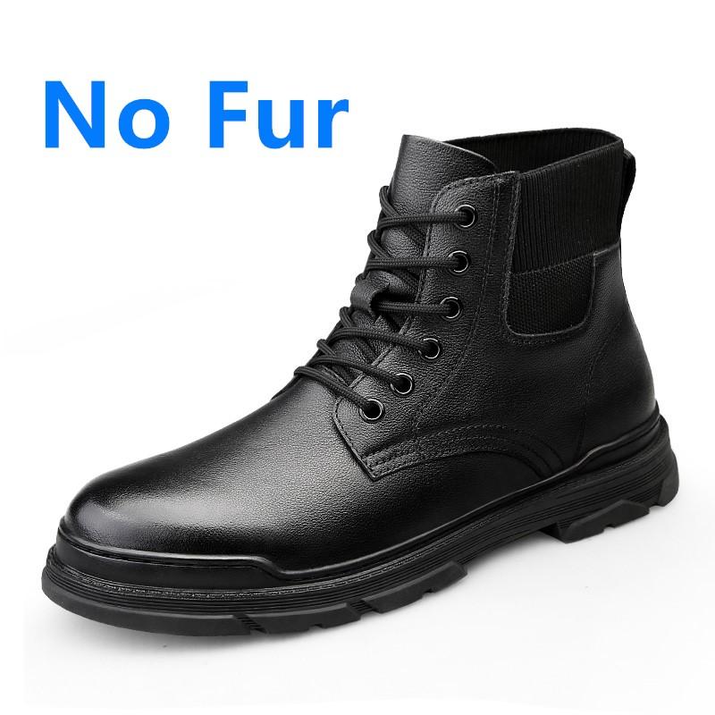 Men Ankle Boots High Quality Winter Boots Men Genuine Leather Casual Shoes Vintage Male Comfortable Shoe Warm Snow Sock Boot Man