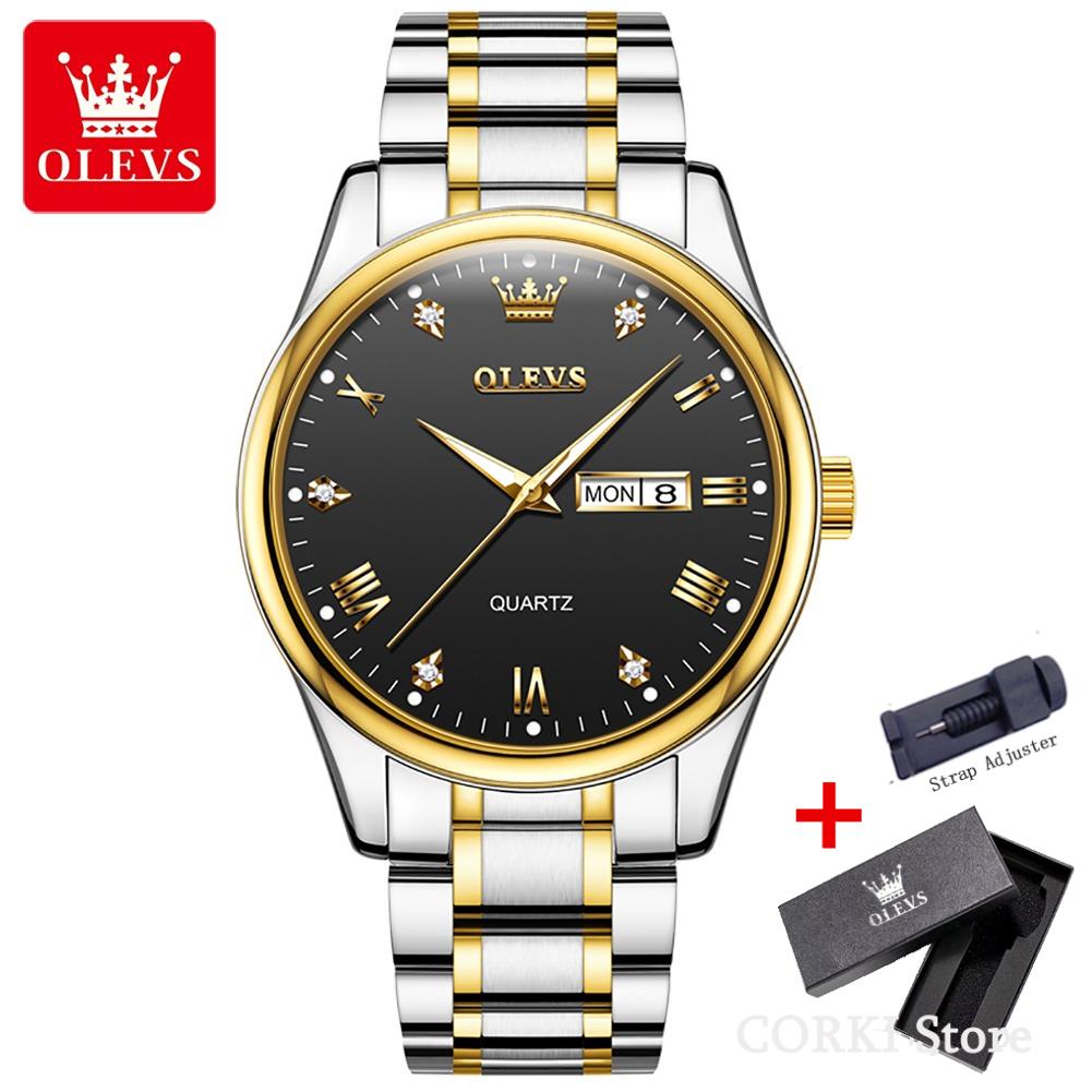 OLEVS 5563 Luxury Quartz Watch for Men Waterproof Sports Luminous Stainless Steel Date Mens Wristwatches Clock Relogio Masculino