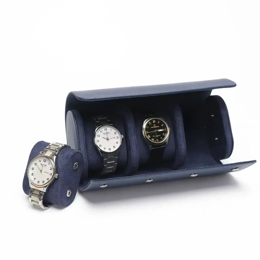 Black Gery Blue Green Leather Watch Storage Box 3 Watche Roll Travel Bag 2 slots Black Brown Portable Vintage Watch Display Case