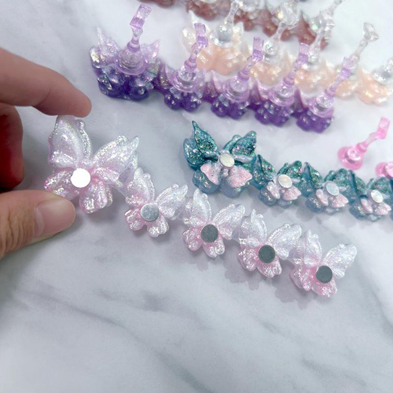Butterfly Magnetic Nail Holder Stands Glowing Manicure Practice Training Display Stand Magnetic Press On Nail Practice Fake Nail