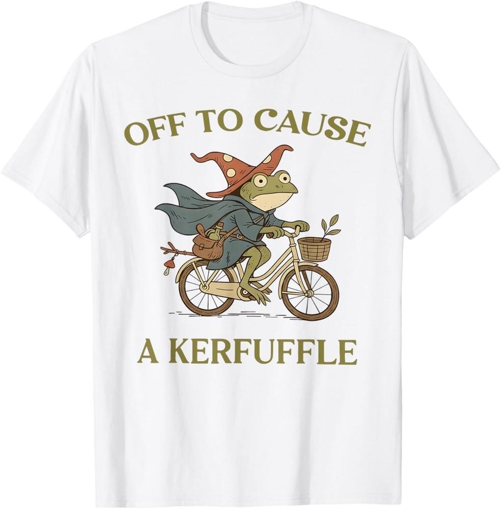 Off to Cause A Kerfuffle Frog Witch Bicycle Forest Ride T-Shirt 3XL