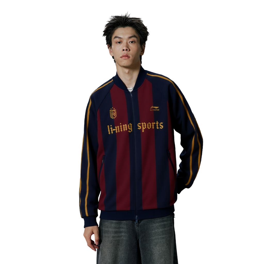 Li Ning Sports Fashion Series Fan Style American Retro Casual Versatile Letter Stripe Zipper Fleece Warm Sports Jacket Unisex Jacket AWDVC91-6