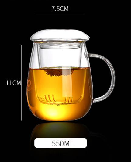 Chinese style tea mug with lid filter 550ml.Coffee Cups Tea Set Mugs Beer Drink Office Mug Transparent Drinkware Glass Cup