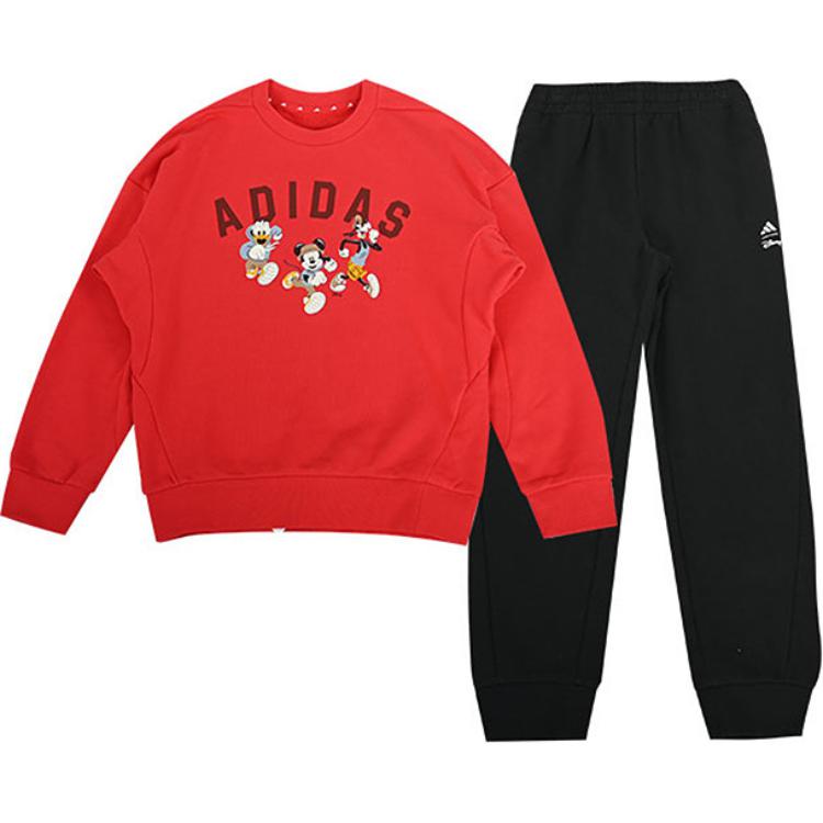 Adidas Спортивный костюм X Disney Повседневный Спортивный костюм Буквы Круглый вырез Длинный рукав Толстовка Логотип бренда Приятный для кожи Красивые Длинные брюки JN6101 122
