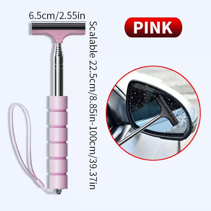 

1PC car rearview mirror wiper can be extended up to 100cm/39.37in car rearview mirror cleaning tool, compact and convenient рожевий