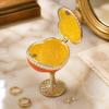Hinged Lid Heart Trinket Box Alloy Enamel Ring Holder Box  Vanity Dresser Display