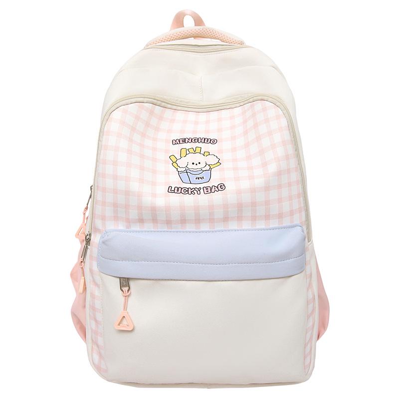 Extra Large Japanese Style Plaid Backpack for Middle & High School Students