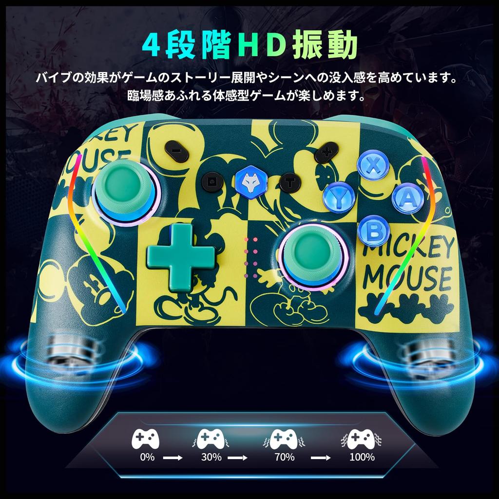 NBCP Controller for with Back Wireless Rapid Fire Turbo and Macro Gyro Compatible with Japanese Manual Included WOLF-V8L Switch/Switch 2, Buttons,