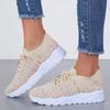 Fashion Mixed Color Knitted Platform Sneakers Women Spring Summer Casual Thick Sole Sports Shoes Woman Lace Up Non Slip Walking Shoes