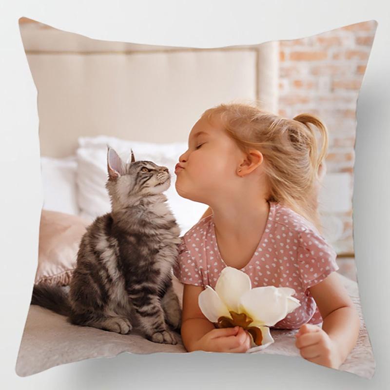 Cute Kitty Series Decorative Pillowcase Office Decoration Living Room Bedroom Children's Room Home Decoration Pillowcase