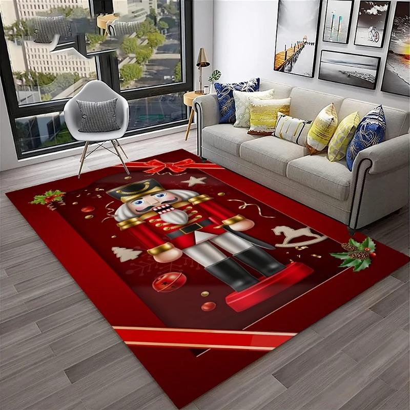 Nutcracker Christmas Tree Cartoon Fairy Tales Carpet Rug for Home Living Room Bedroom Sofa Doormat Decor,kids Non-slip Floor Mat