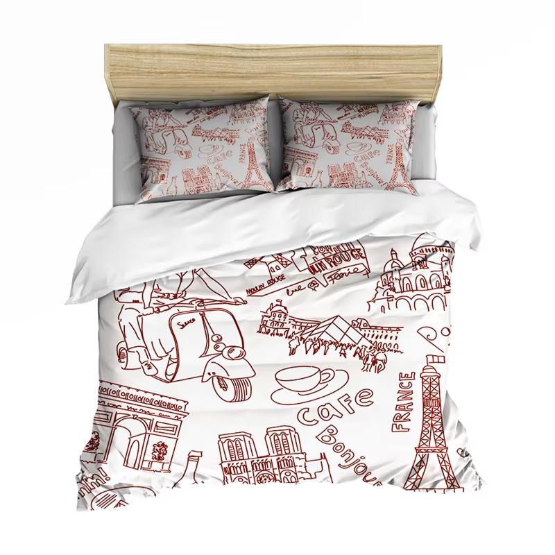 Eiffel Tower Duvet Cover Set Paris Twin Full Queen King Bedding Set For Girl Women Couple Room Romantic Theme Comforter Cover