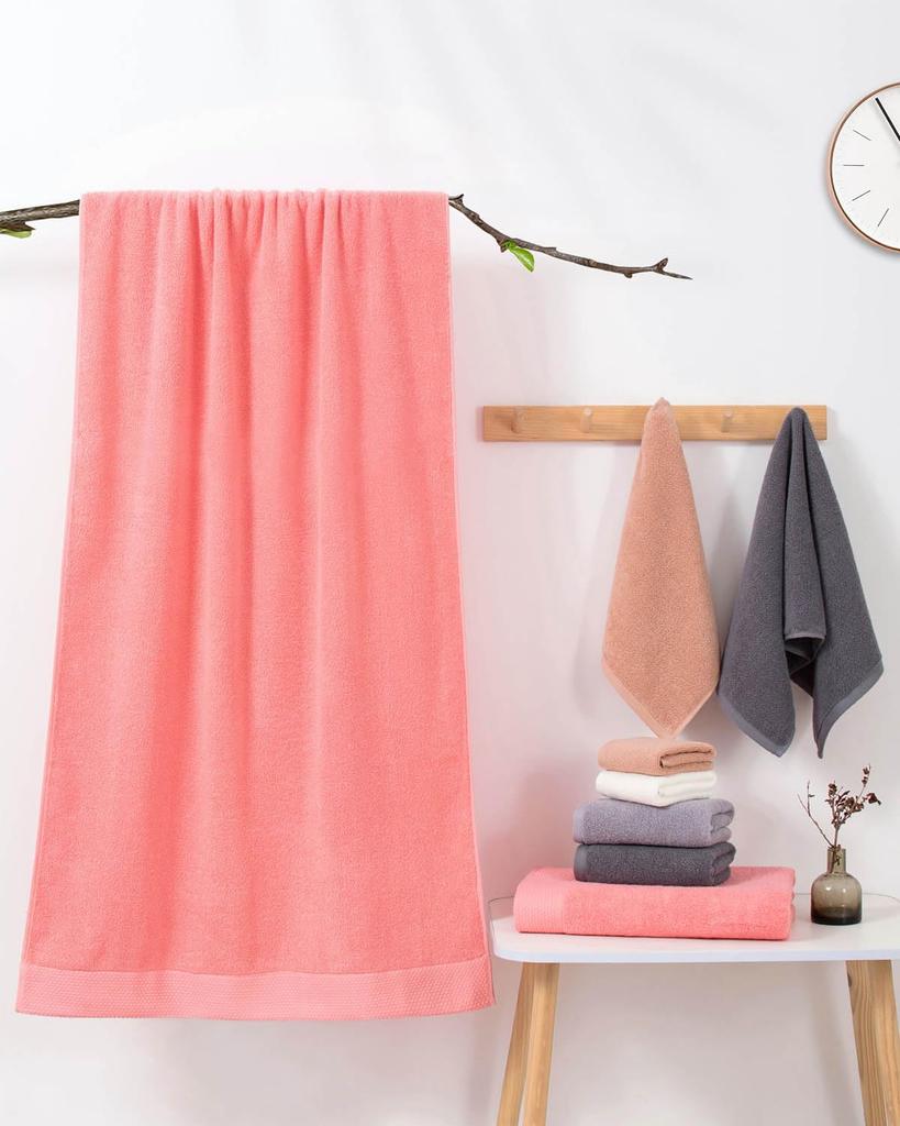 Lumimi 10-Piece Set Face Towels, 100% Cotton, Hotel Quality, Fluffy, Approx. 34x74cm, Dark Pink