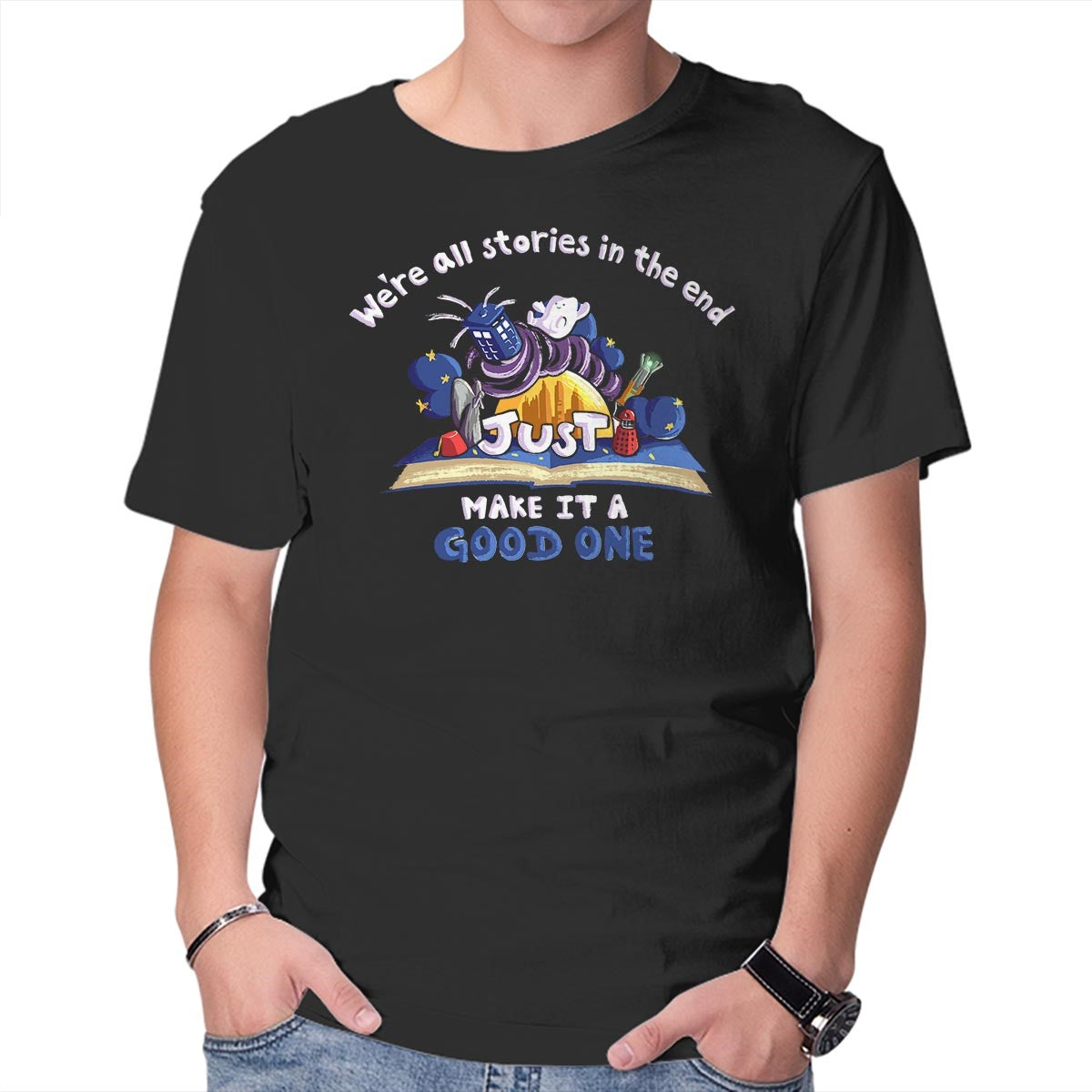 Unisex Crew Neck T-Shirt We re All Stories Graphic Short Sleeve Casual Tee XL