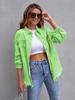 Damen Jeansjacke in Unifarbe, mittellang, mit langen Ärmeln und Rissen - Europäischer und Amerikanischer Stil