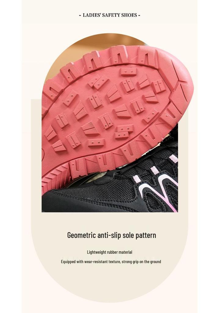 Women's Breathable Steel Toe Safety Shoes - Anti-Smash, Anti-Puncture, Anti-Odor with Rotating Button.