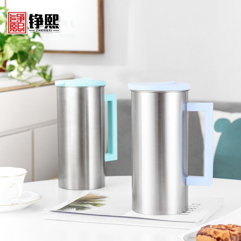 55 oz Moderner Stil Edelstahlkrug Wasserkanne mit Kunststoffgriff und Deckel für Wasser Teekrug Saftkrug Edelstahl