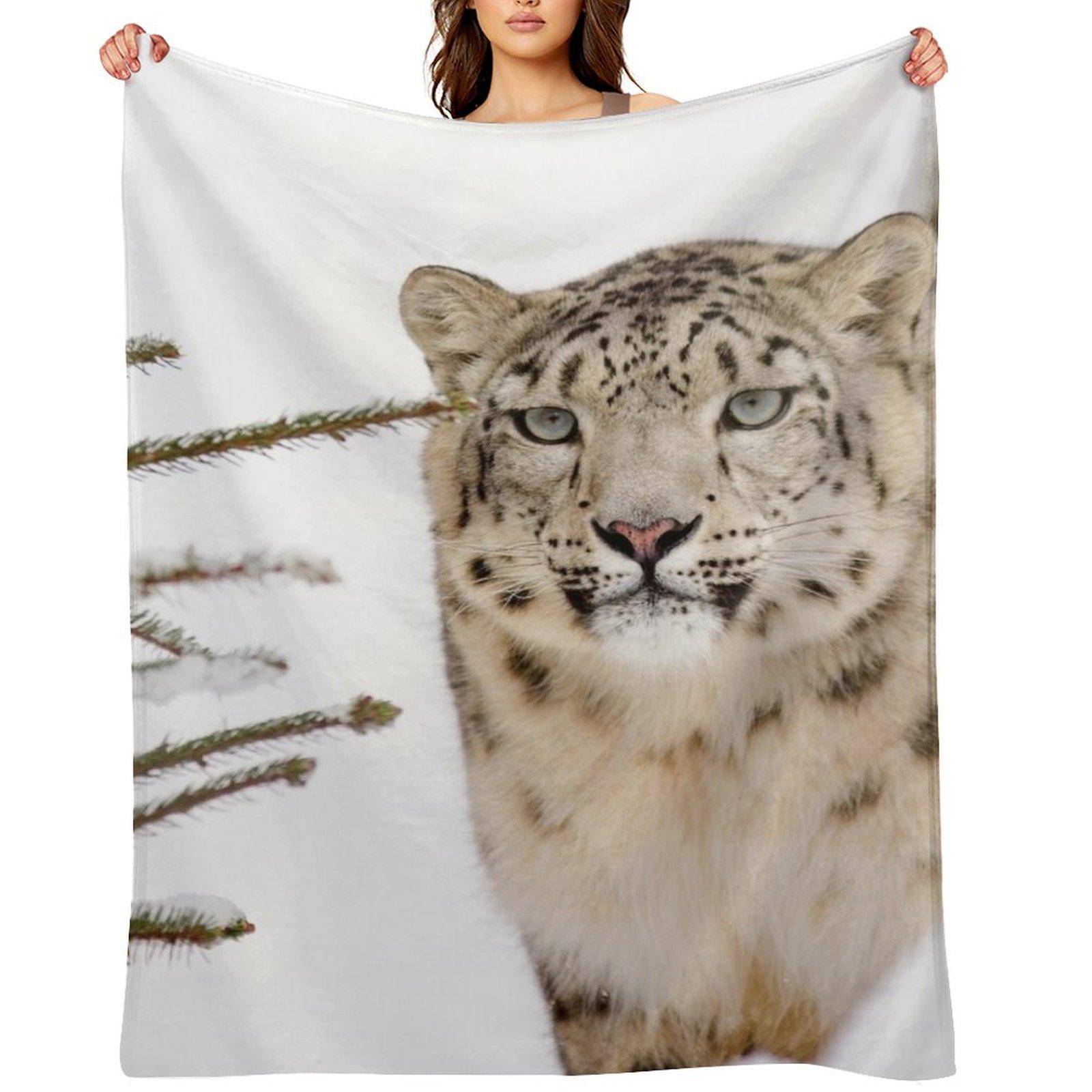Snow Leopard #14 Throw Blanket Winter beds Softest christmas gifts Sofas Blankets 30x40in