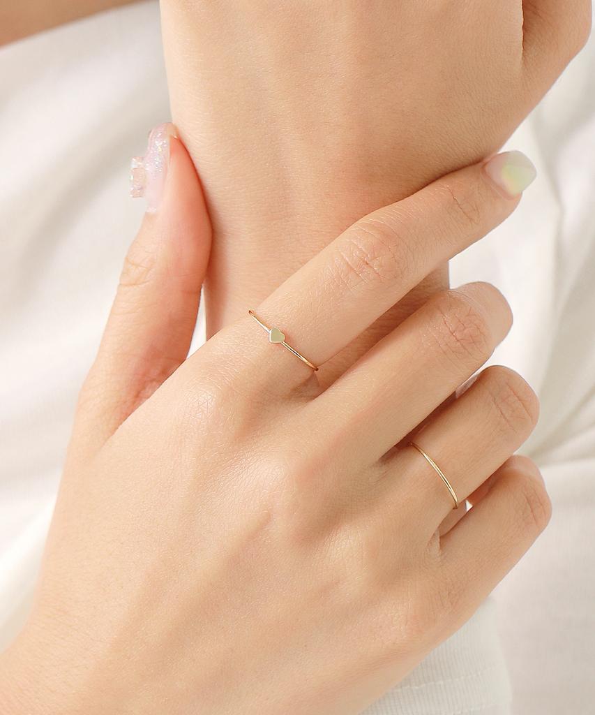 Mcel 14K/18K Tiny Flat Heart Ring