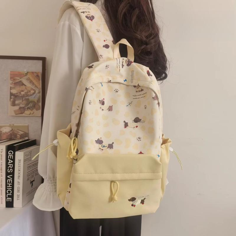 Schoolbag wholesale fashion new female college style cute print color matching backpack small middle school college student schoolbag women's backpack