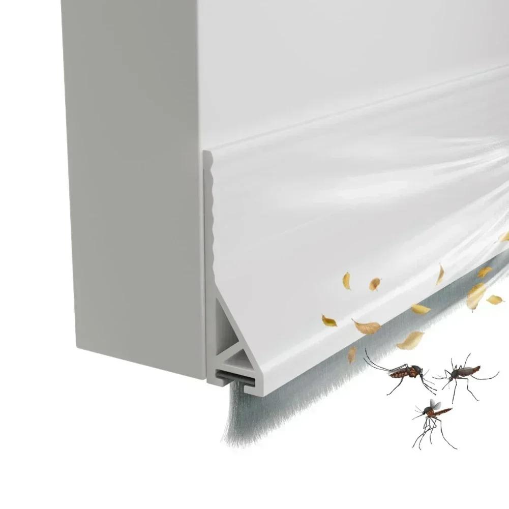 39" Length Door Seal Strip Brush Design Silicone Material Under Door Gap Filler Strong Adhesives Self Adhesives Under Door Seal