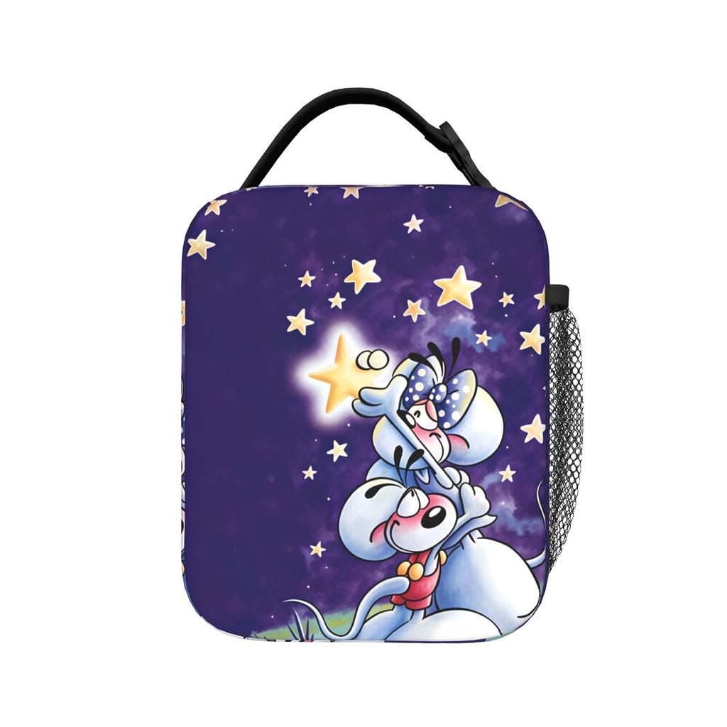 Diddl and Diddlina Lunch Bag Portable Lunch Box Adult Outdoor Picnic Print Cooler Bag Retro Oxford Thermal Tote Handbags