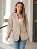 Women's Long Sleeve Open Front Blazer Button Detail Casual Work Office Jacket