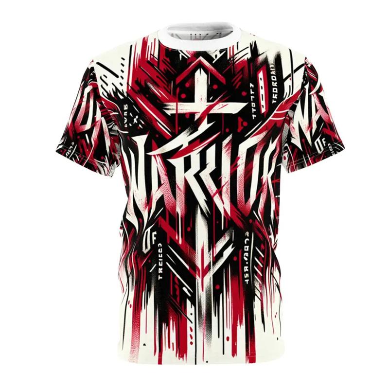 Golden Cross Print Jesus T Shirts For Men Easter Festival Street Short Sleeve T-shirt Cool 3d Effect Best Gift Fashion Tee Top