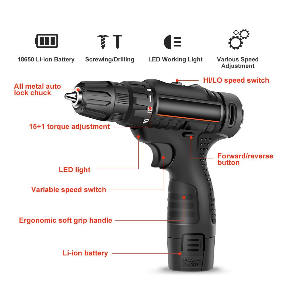 12V Elektrikli Tornavida Çok Fonksiyonlu Şarj Edilebilir Elektrikli Vida Seti Lityum Pil Elektrikli El Matkabı Ev Aletleri