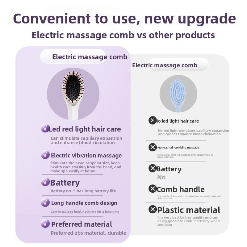 Electric Massage Comb Health Hair Comb Head Care Scalp Soothing Red Light Vibration Massage Liquid Hair Comb Massager