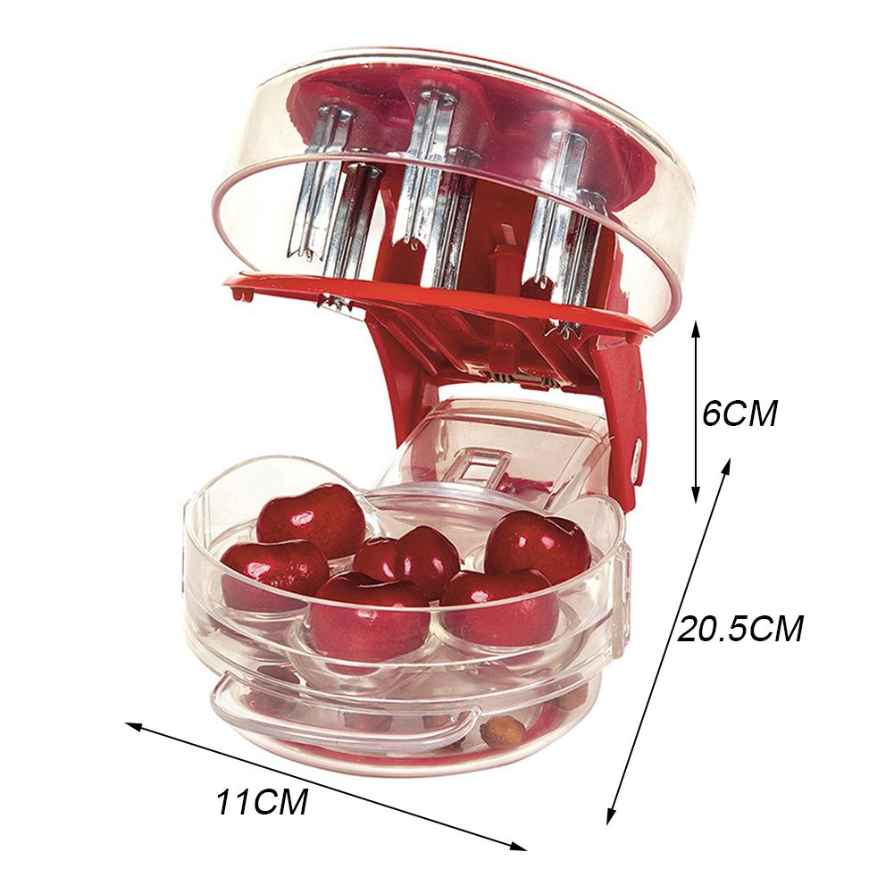 Körsbärsurkärnare i rostfritt stål Handhållen press Körsbärsurkärnare Borttagare med 6 hål Multifunktionella Frukturkärningsverktyg