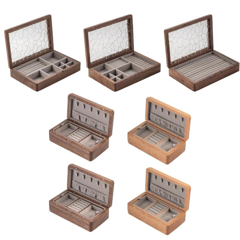 Portable Jewelry Storage Box Sturdy Wood Organizers with Soft Lining Accessory for Home Organization and Travel Use