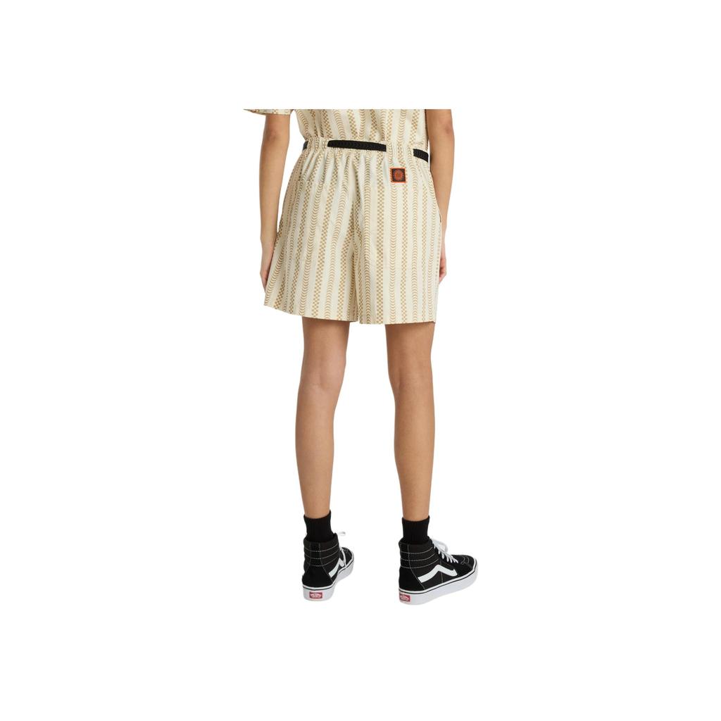 Vans X Spitfire Collaboration Checkerboard Wave Stripe Casual Shorts Women Shorts Off-White VN000GJSDJR