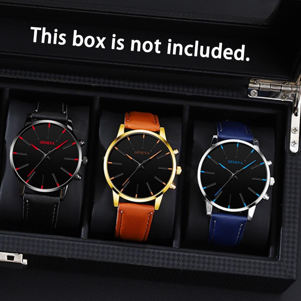 Casual Men S Quartz Watch Set - Round Dial Pu Leather Strap The Perfect Gift For Fashion Sports