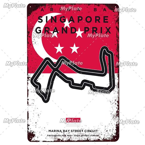 Racing Track Metal Sign Vintage Plaque Sercive Tin Sign Wall Decor For Garage Race Car Plate Crafts Poster F1 Game Custom