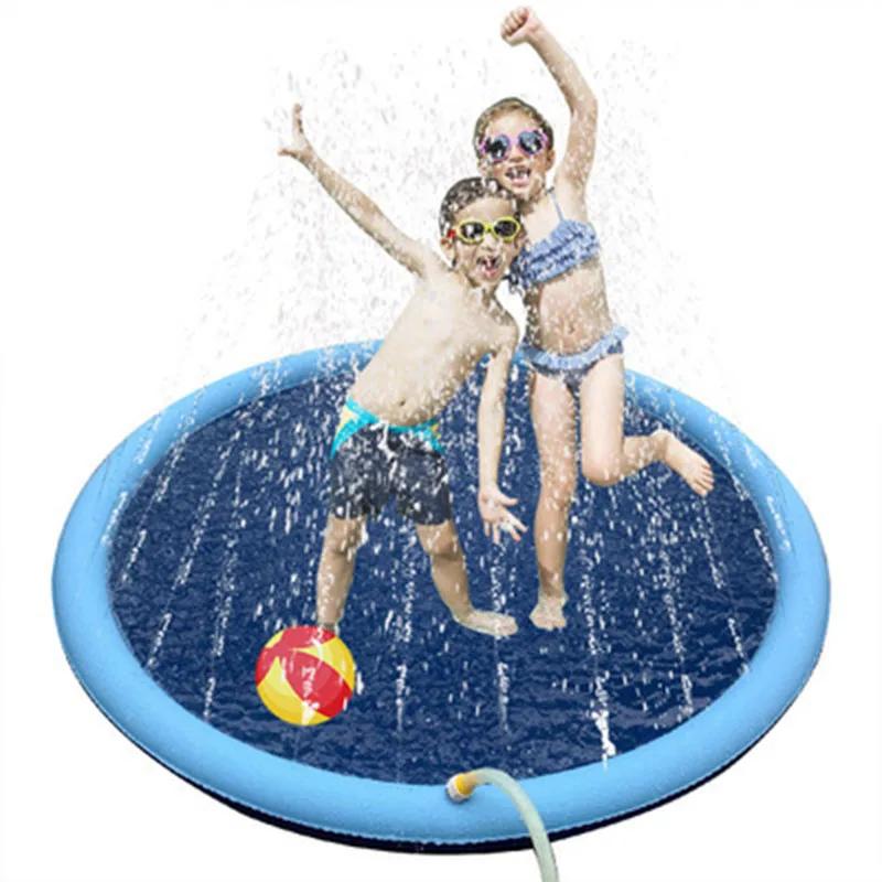 JUSTINLAU Thickened&Durable Anti-Slip Splash Pad for Large Dogs-Outdoor Summer Sprinkler Toy & Water Play Mat for Backyard Fun