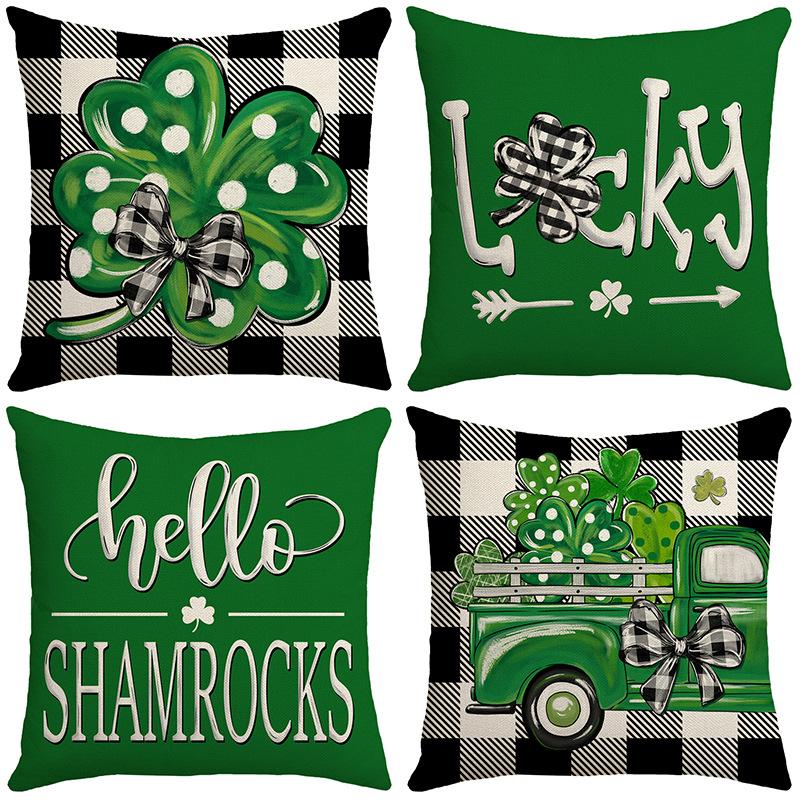 New Home Sofa Pillow Cushion Cover Green Festive Atmosphere St. Patrick's Day Pillow