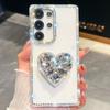 Gem Love Stand Is Suitable for Samsung S25 Ultra Mobile Case Flash Diamond S24 Flash Powder A56 Fashion A17