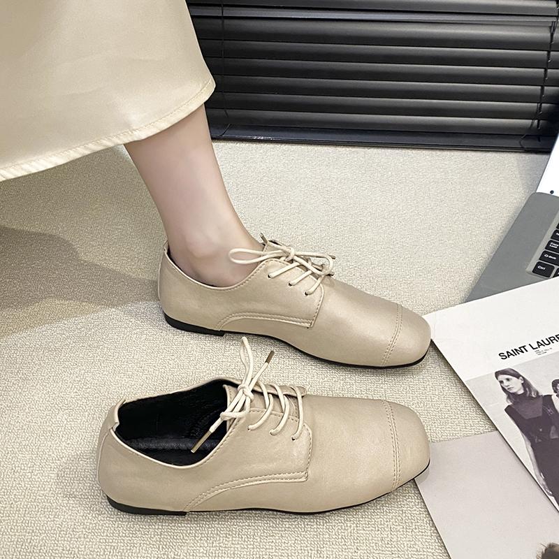 

Модные женские ретро британские туфли 2025 новая шнуровка плоская супермягкий комфорт лоферы 39 хаки